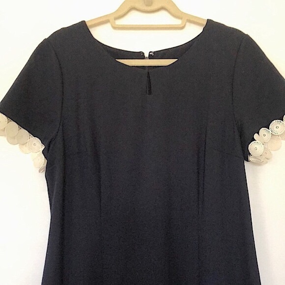 Talbots Navy Blue Knit Crochet Dress Sz 12